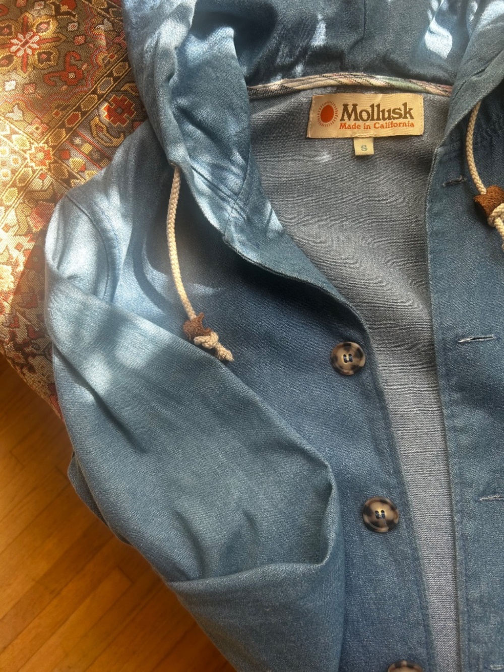 mollusk chambray hooded chore jacket size small - Picture 2 of 11